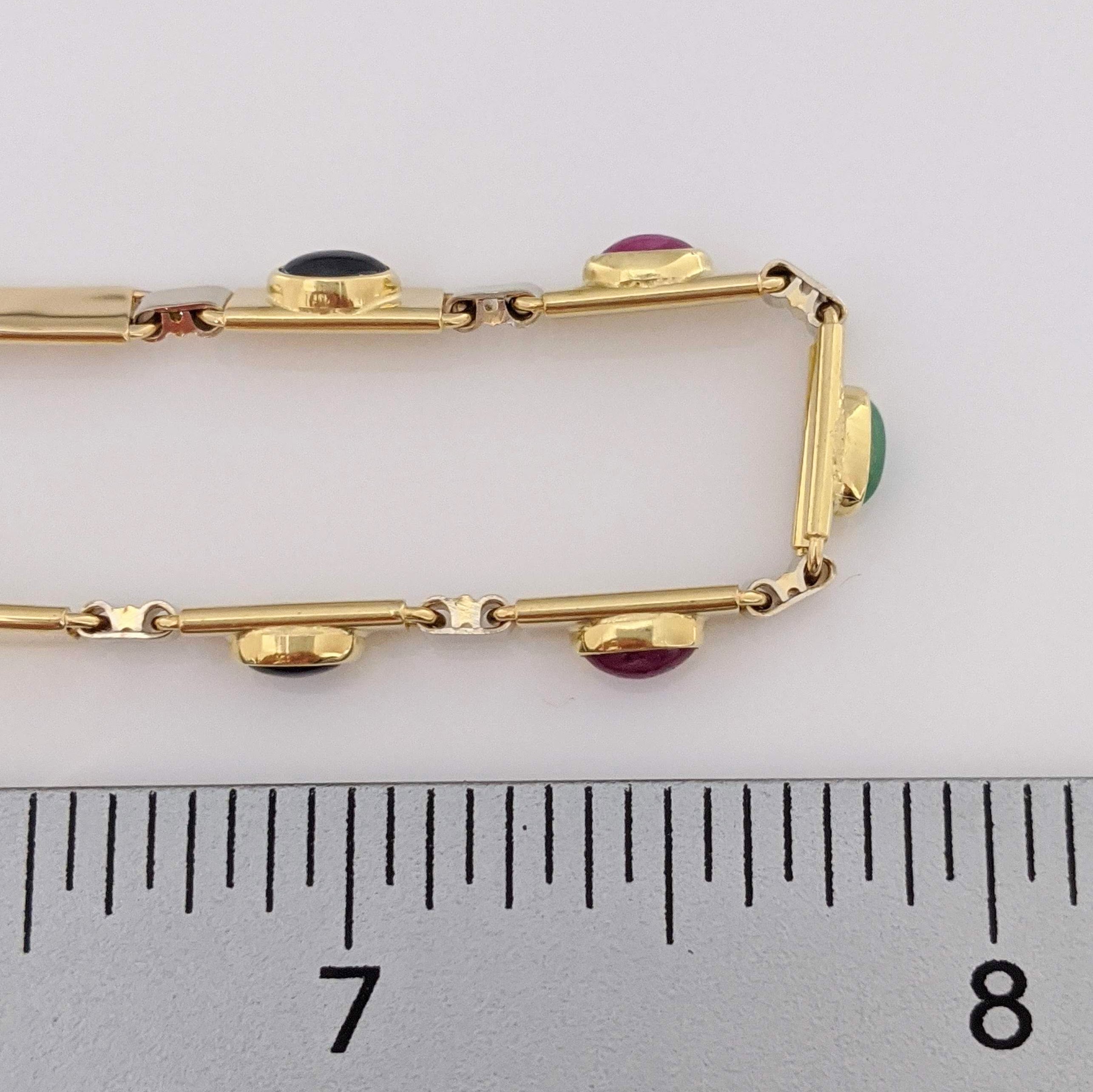 14K SAPPHIRE (2) RUBY (2) EMERALD (1) CABOCHON OVAL 3X5 ESTATE