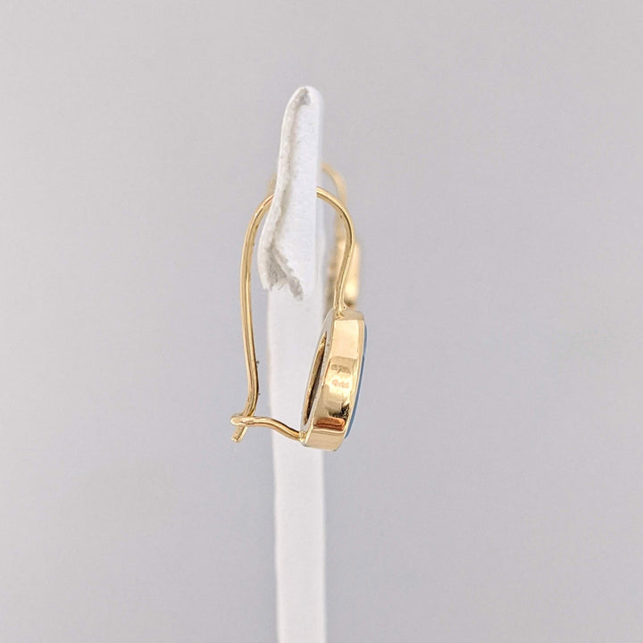 14K DOUBLET OPAL PEAR 5X8 HOOK DANGLE ESTATE EARRINGS 2.3 GRAMS