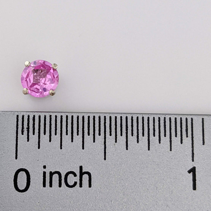 14K WHITE PINK SAPPHIRE ROUND 5.5MM ESATATE STUD EARRINGS 1.3 GRAMS