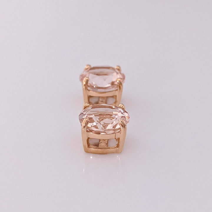 14K ROSE MORGANITE ROUND 7MM ESTATE STUD EARRINGS 1.4 GRAMS