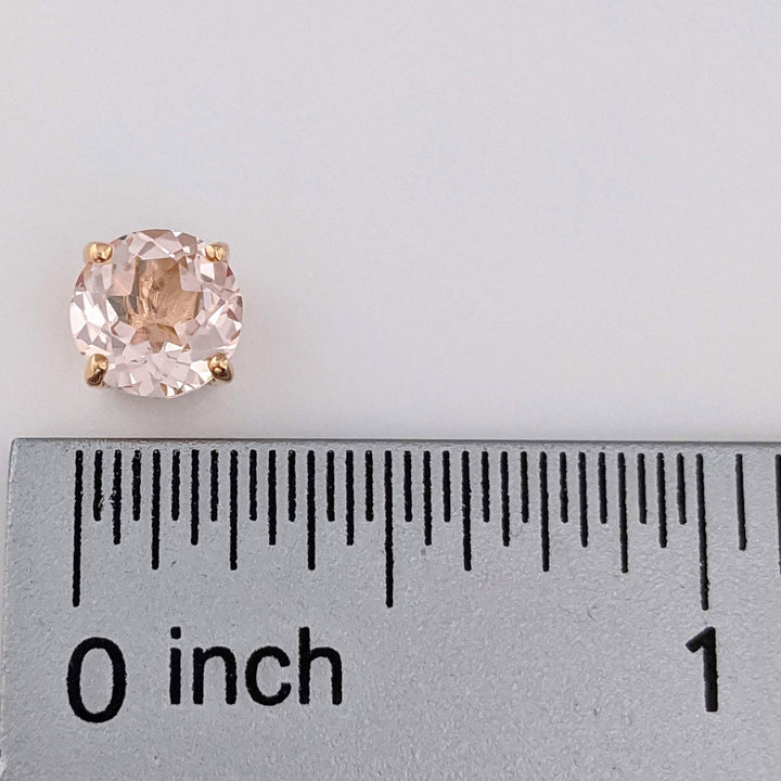14K ROSE MORGANITE ROUND 7MM ESTATE STUD EARRINGS 1.4 GRAMS