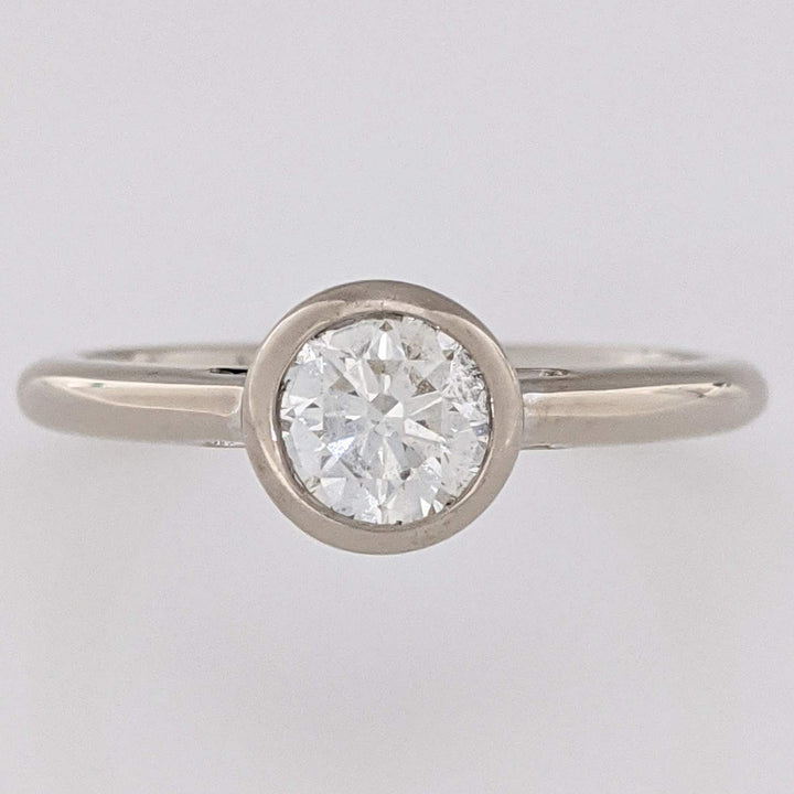 14K WHITE .72 CARAT TOTAL VS2 J DIAMOND ROUND ESTATE BEZEL RING 3.5 GRAMS