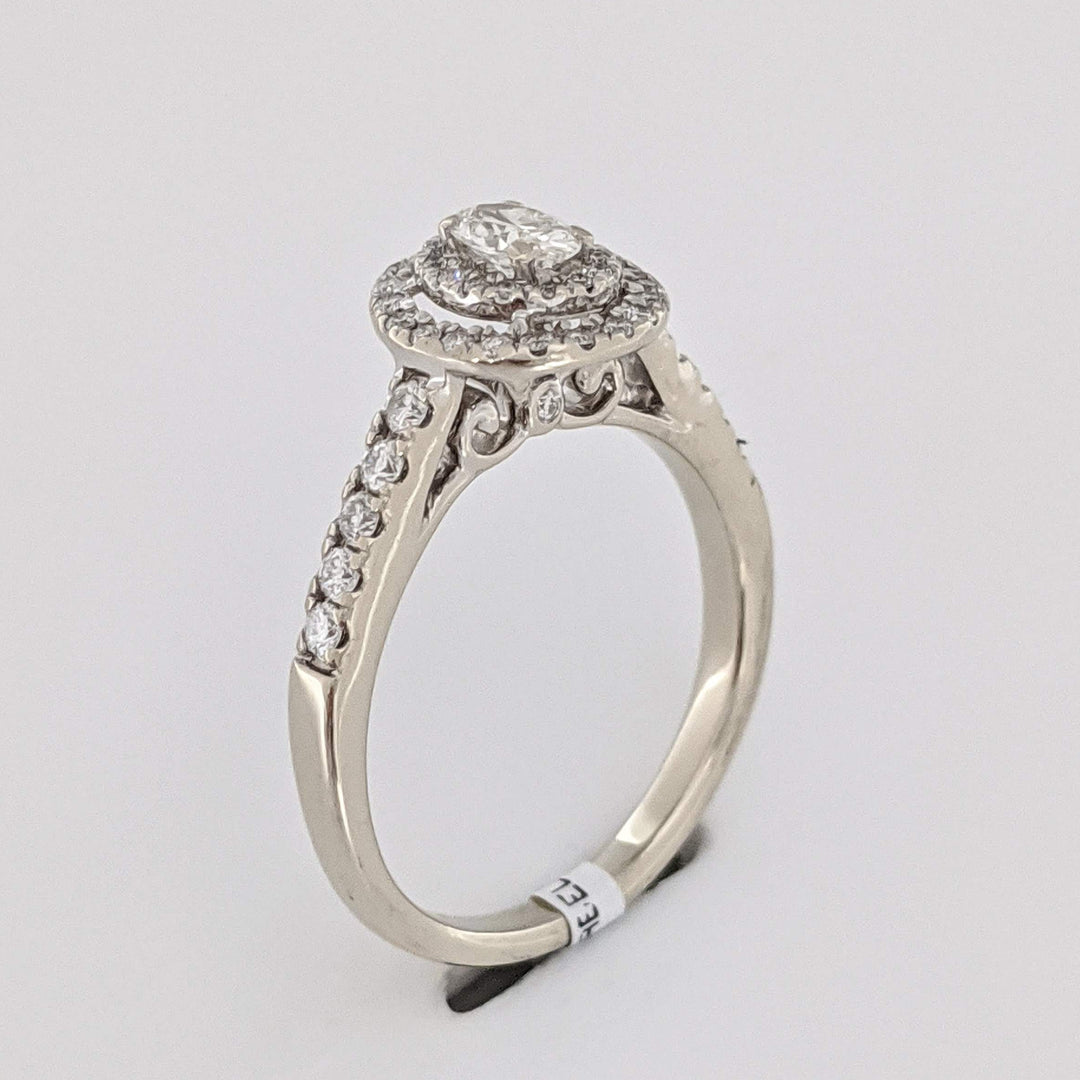 14K WHITE .60 CARAT TOTAL WEIGHT SI1 I DIAMOND OVAL (1) ROUND (46) ESTATE HALAO RING 3.2 GRAMS
