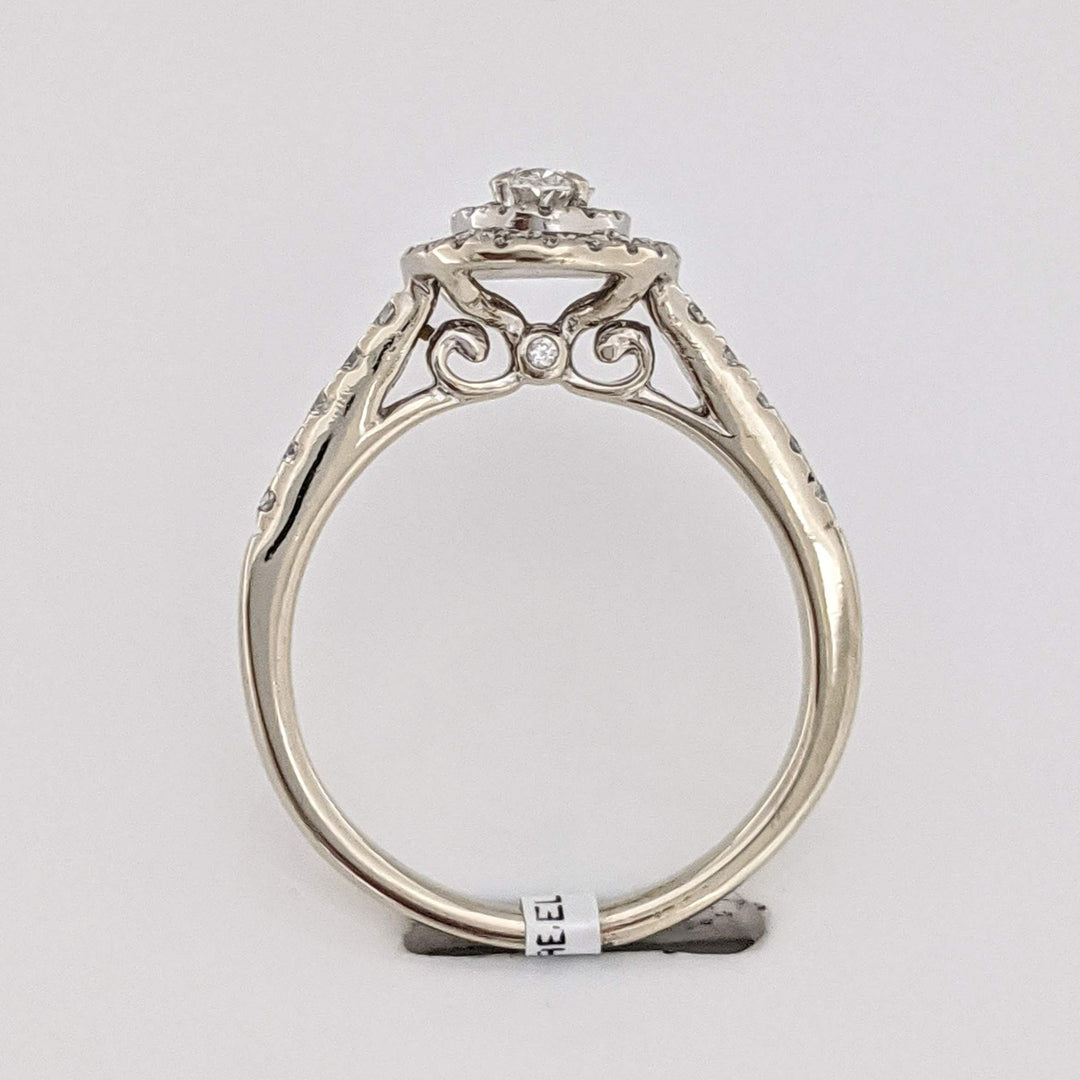 14K WHITE .60 CARAT TOTAL WEIGHT SI1 I DIAMOND OVAL (1) ROUND (46) ESTATE HALAO RING 3.2 GRAMS
