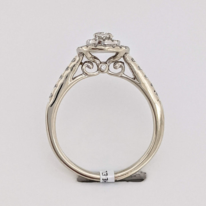 14K WHITE .60 CARAT TOTAL WEIGHT SI1 I DIAMOND OVAL (1) ROUND (46) ESTATE HALAO RING 3.2 GRAMS