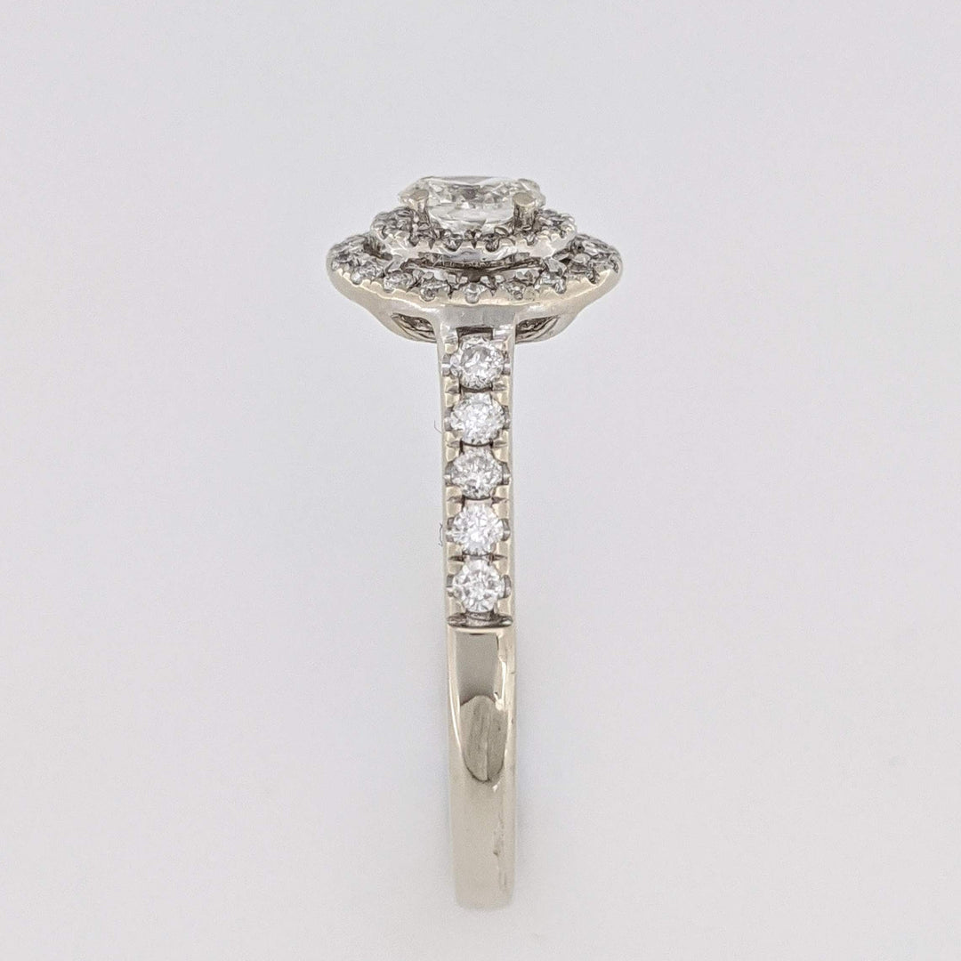 14K WHITE .60 CARAT TOTAL WEIGHT SI1 I DIAMOND OVAL (1) ROUND (46) ESTATE HALAO RING 3.2 GRAMS