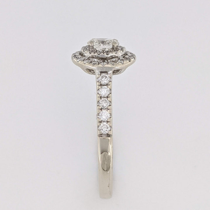 14K WHITE .60 CARAT TOTAL WEIGHT SI1 I DIAMOND OVAL (1) ROUND (46) ESTATE HALAO RING 3.2 GRAMS