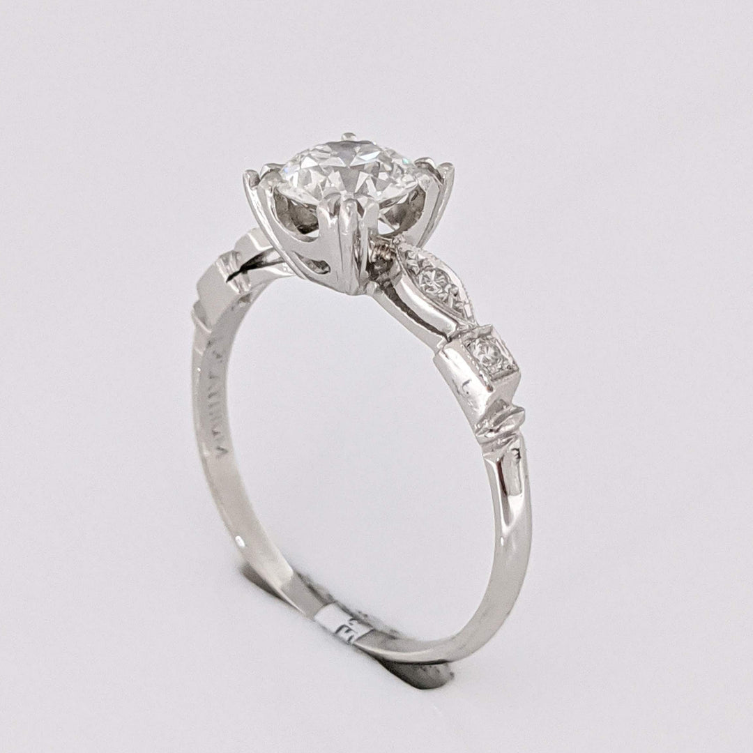 PLATINUM .83 CARAT TOTAL WEIGHT VS2 H DIAMOND ROUND (5) ESTATE RING 3.0 GRAMS