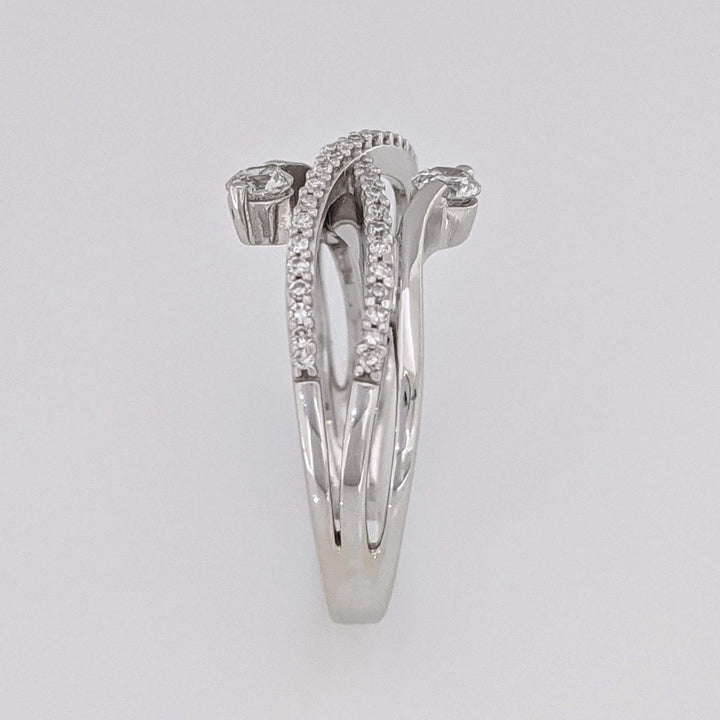 10K WHITE .37 CARAT TOTAL WEIGHT I1 I DIAMOND ROUND (49) BYPASS ESTATE RING 3.3 GRAMS