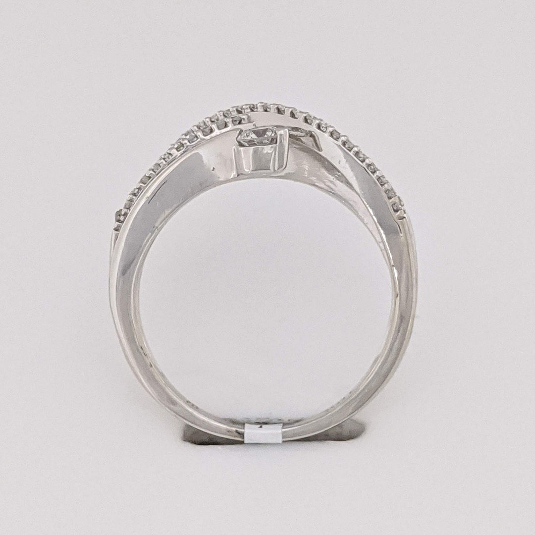 10K WHITE .37 CARAT TOTAL WEIGHT I1 I DIAMOND ROUND (49) BYPASS ESTATE RING 3.3 GRAMS