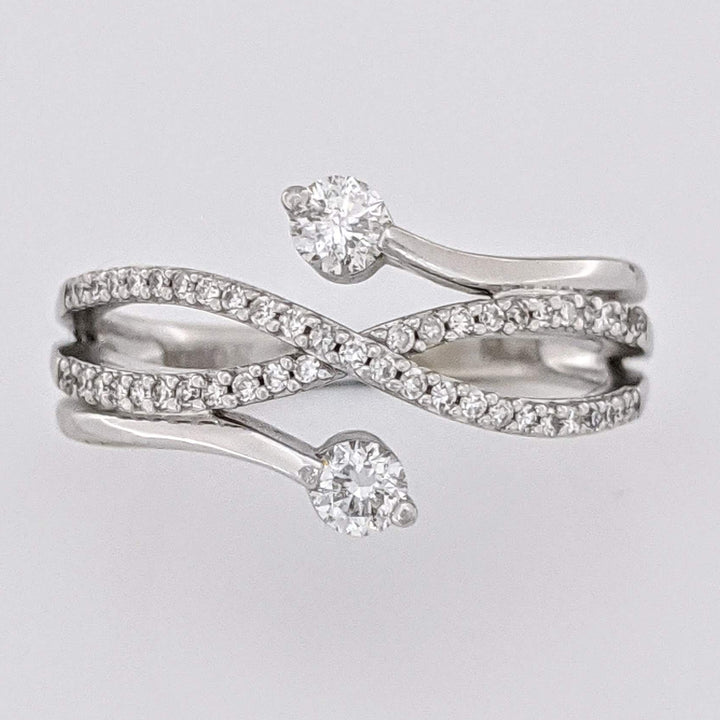 10K WHITE .37 CARAT TOTAL WEIGHT I1 I DIAMOND ROUND (49) BYPASS ESTATE RING 3.3 GRAMS