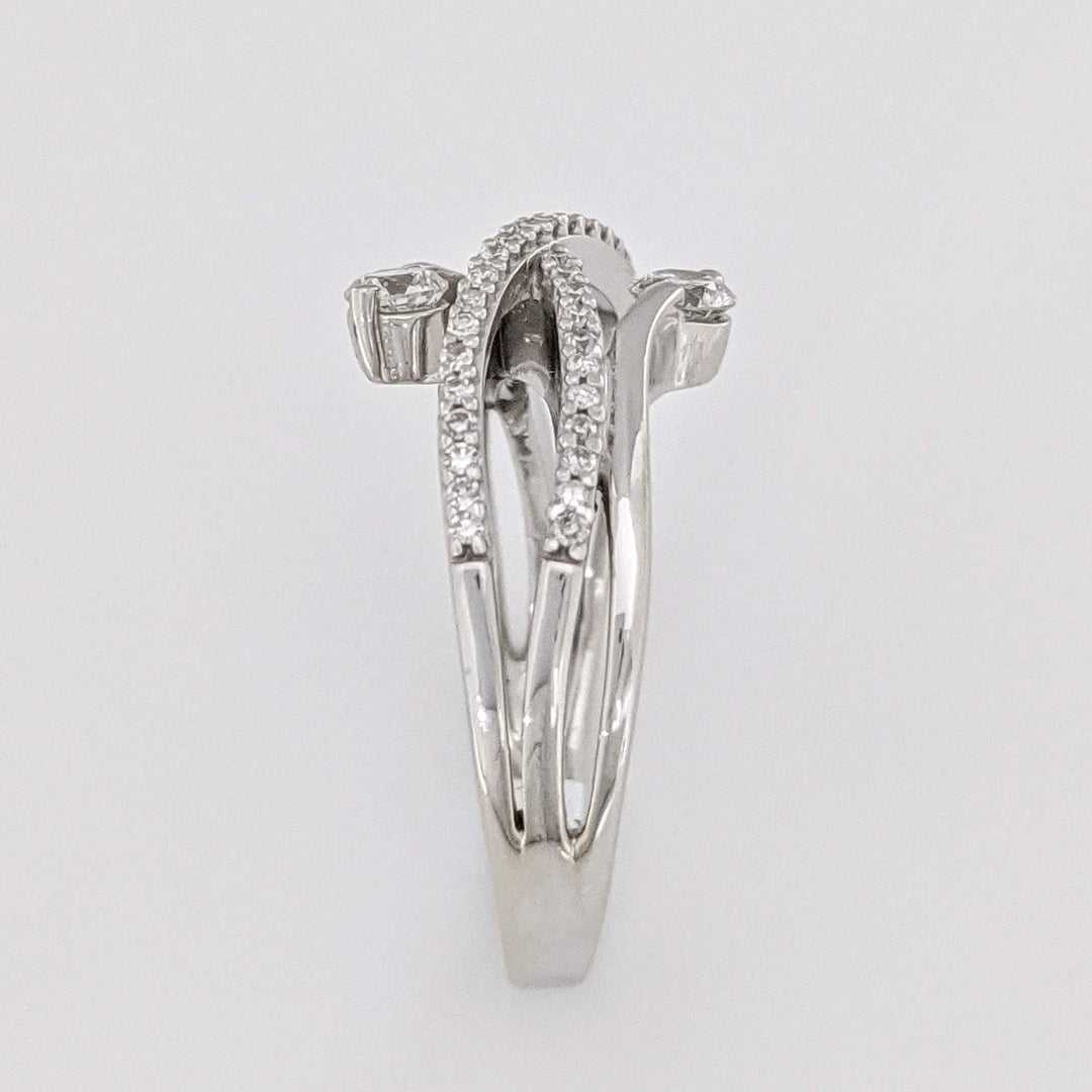 10K WHITE .37 CARAT TOTAL WEIGHT I1 I DIAMOND ROUND (49) BYPASS ESTATE RING 3.3 GRAMS