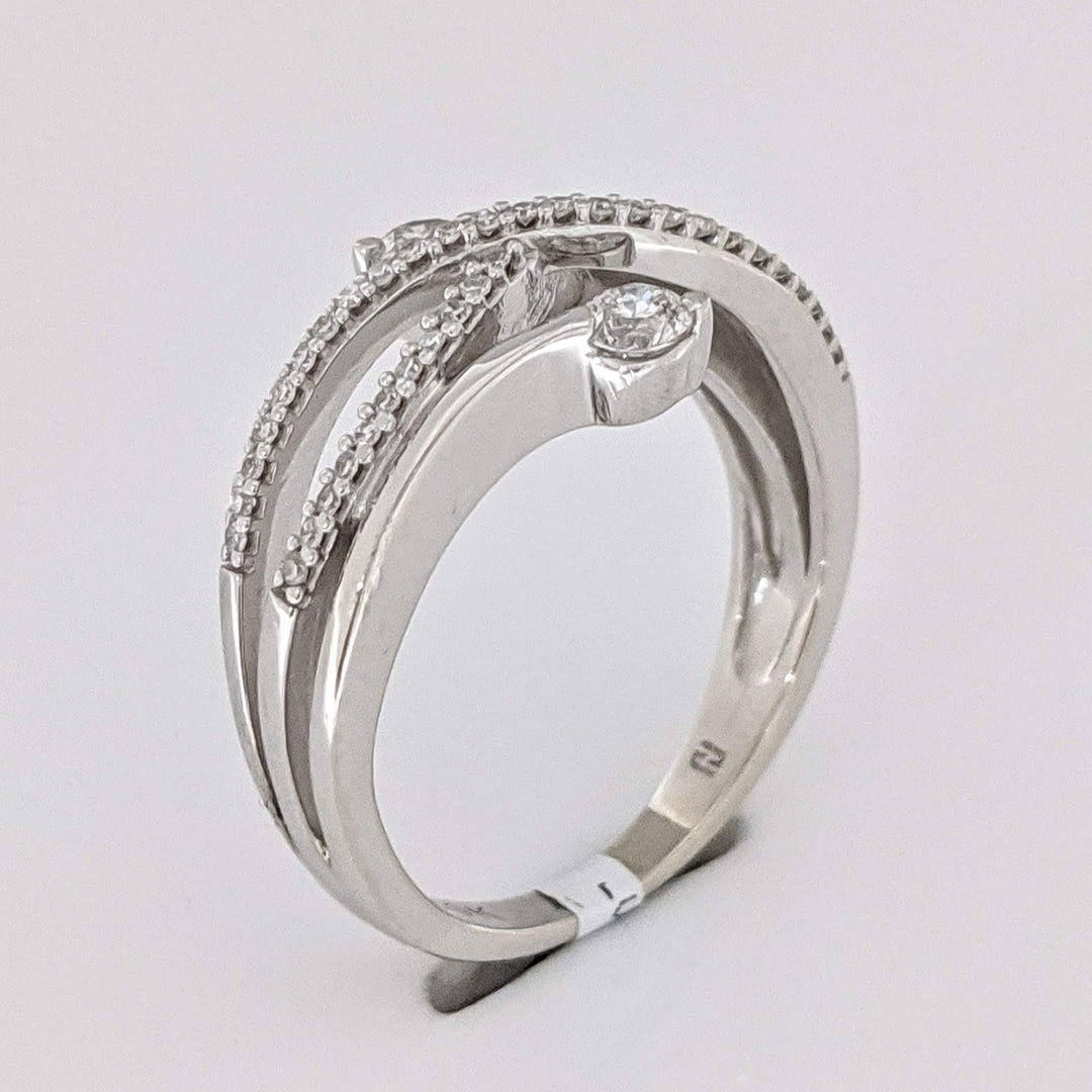 10K WHITE .37 CARAT TOTAL WEIGHT I1 I DIAMOND ROUND (49) BYPASS ESTATE RING 3.3 GRAMS