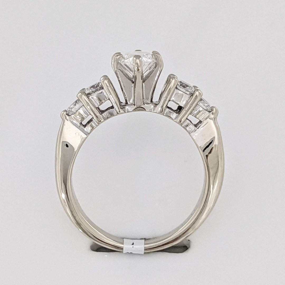 14K WHITE 1.00 CARAT TOTAL WEIGHT VS1 H DIAMOND MARQUISE (1) ROUND (4) ESTATE RING 4.1 GRAMS