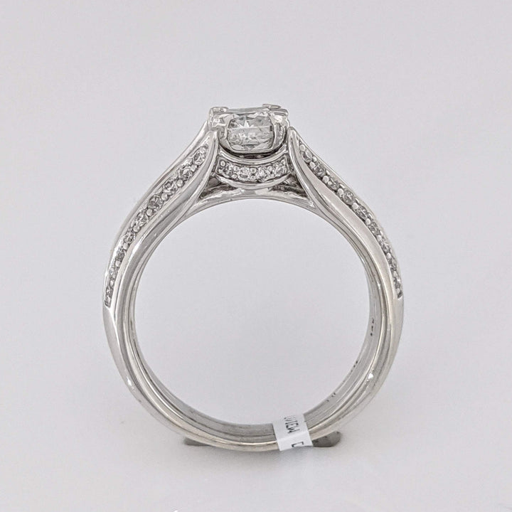 14K WHITE 1.22 CARAT TOTAL WEIGHT I1 H DIAMOND PRINCESS CUT WITH (44) ROUND ESTATE RING/JACKET SET 6.3 GRAMS