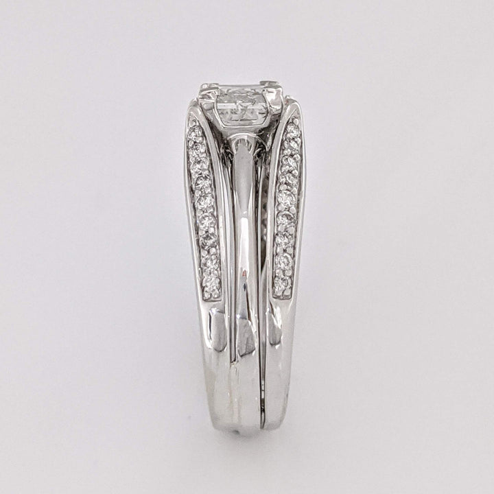 14K WHITE 1.22 CARAT TOTAL WEIGHT I1 H DIAMOND PRINCESS CUT WITH (44) ROUND ESTATE RING/JACKET SET 6.3 GRAMS
