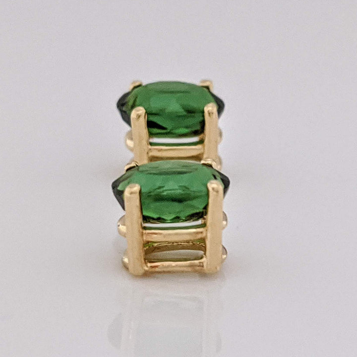 14K GREEN TOURMALINE OVAL 4X6 ESTATE STUD EARRINGS 1.0 GRAM