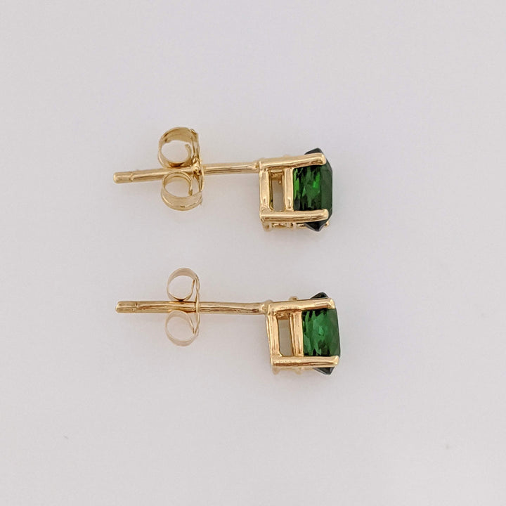 14K GREEN TOURMALINE OVAL 4X6 ESTATE STUD EARRINGS 1.0 GRAM