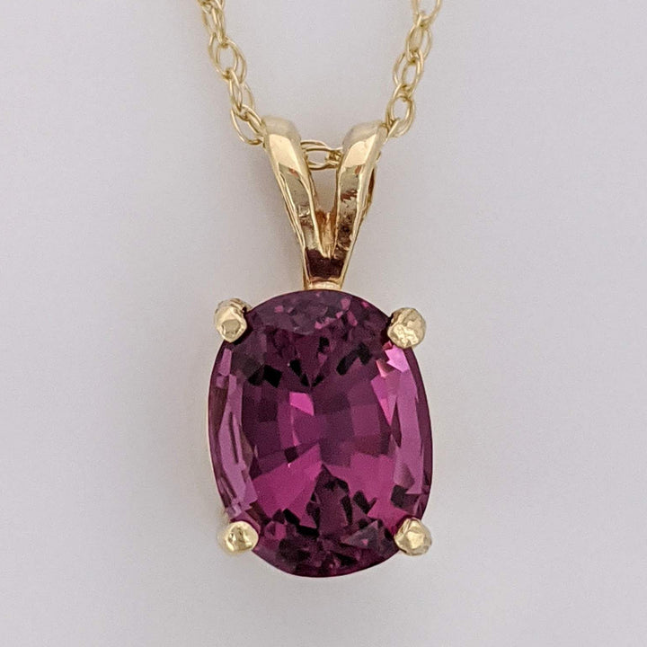 14K PINK TOURMALINE OVAL 7X9 ESTATE PENDANT & CHAIN 2.2 GRAMS