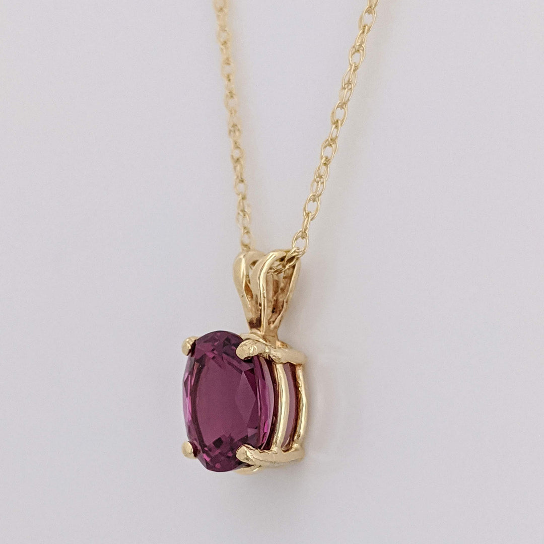 14K PINK TOURMALINE OVAL 7X9 ESTATE PENDANT & CHAIN 2.2 GRAMS