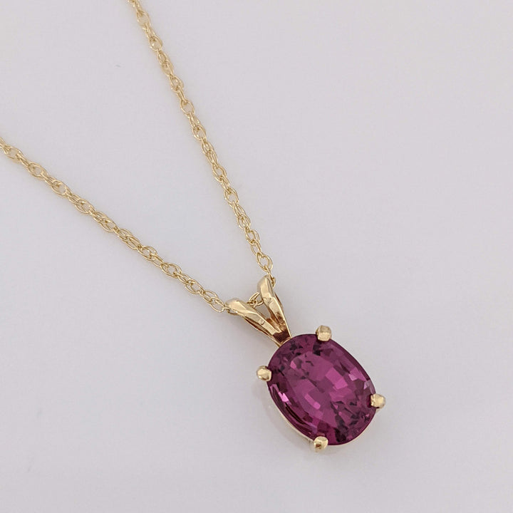 14K PINK TOURMALINE OVAL 7X9 ESTATE PENDANT & CHAIN 2.2 GRAMS