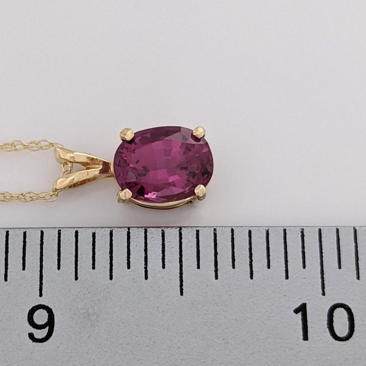 14K PINK TOURMALINE OVAL 7X9 ESTATE PENDANT & CHAIN 2.2 GRAMS