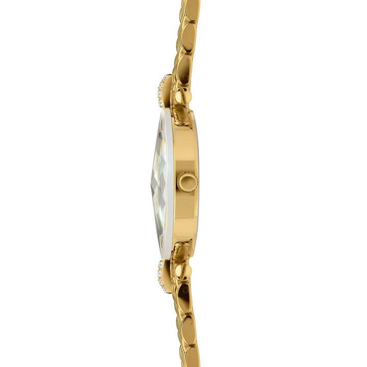 FACET STRASS, Brilliant-Cut, Gold Plated Swiss Quartz Watch, 15mm Band - MOP Dial