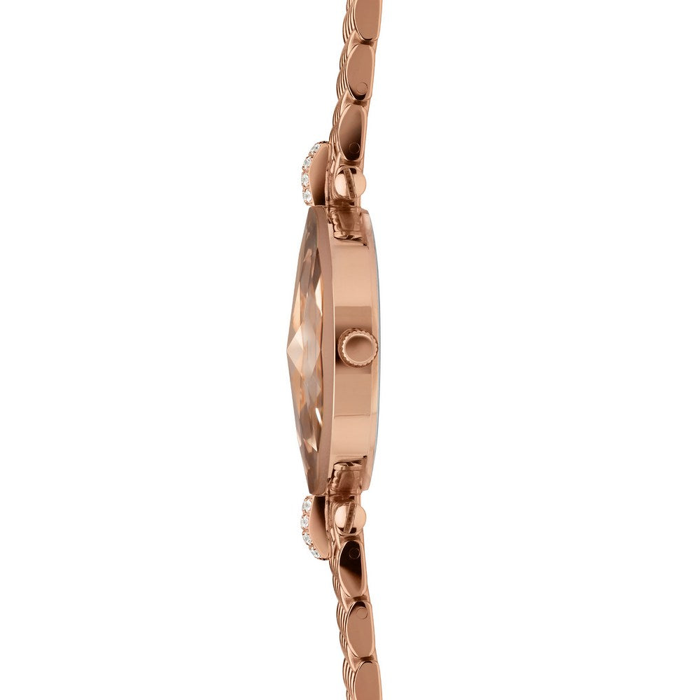 FACET STRASS, Brilliant-Cut, Rose Gold Plated Swiss Quartz Watch, 15m Band, Rose Dial