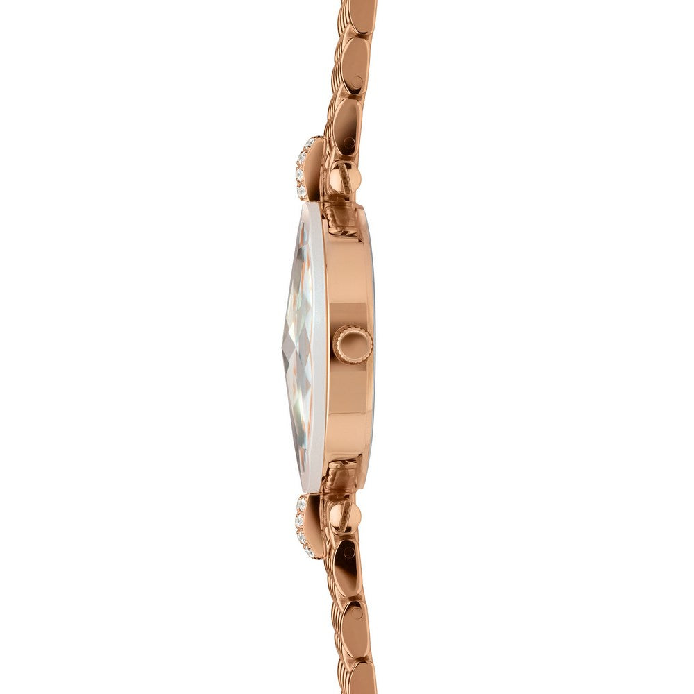 FACET STRASS, Brilliant-Cut, Rose Gold Plated Swiss Quartz Watch, 15mm Band, MOP Dial