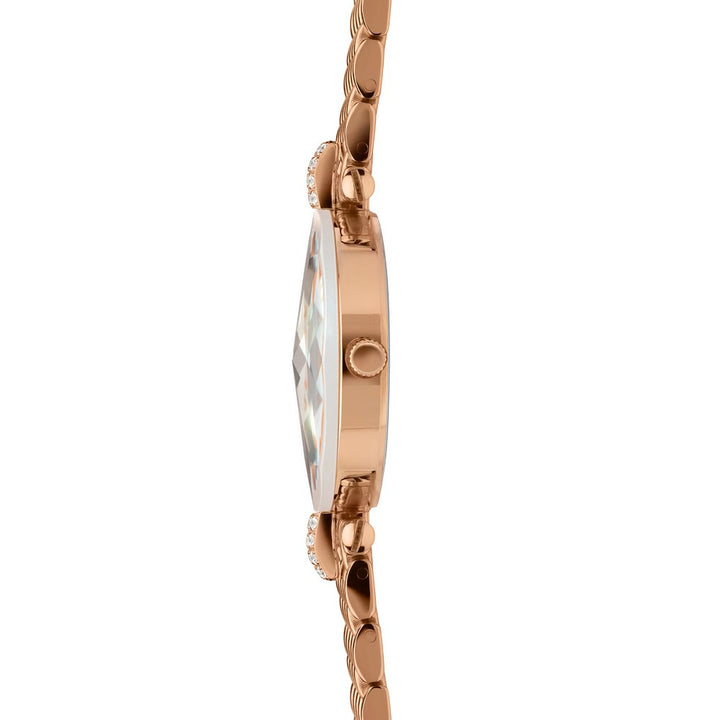 FACET STRASS, Brilliant-Cut, Rose Gold Plated Swiss Quartz Watch, 15mm Band, MOP Dial