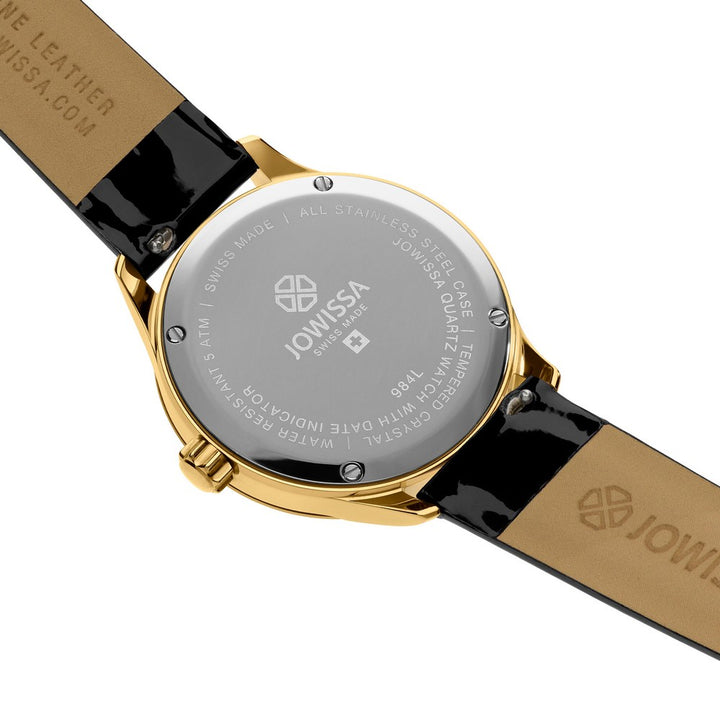 TIRO, Brilliant-Cut, Swiss Quartz Watch, 15mm Black Band - Gold Dial