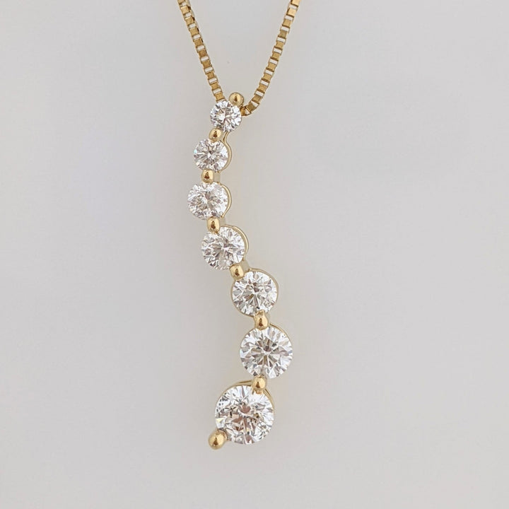 14k .80 CARAT TOTAL WEIGHT I1 G DIAMOND ROUND (7) ESTATE JOURNEY PENDANT & CHAIN 2.8 GRAMS