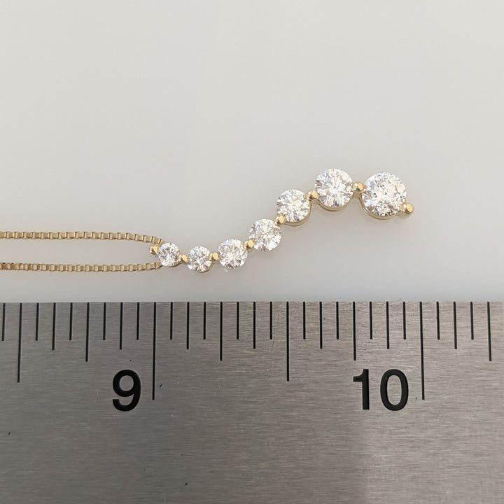 14k .80 CARAT TOTAL WEIGHT I1 G DIAMOND ROUND (7) ESTATE JOURNEY PENDANT & CHAIN 2.8 GRAMS