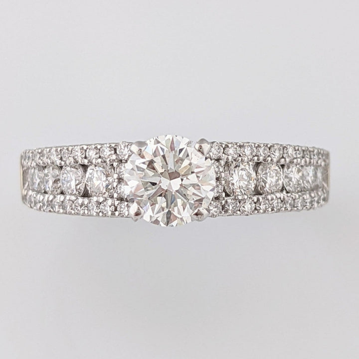 14K WHITE 1.17 CARAT TOTAL WEIGHT VS2 H DIAMOND ROUND ESTATE RING 3.5 GRAMS