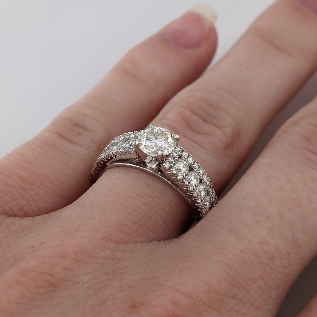 14K WHITE 1.17 CARAT TOTAL WEIGHT VS2 H DIAMOND ROUND ESTATE RING 3.5 GRAMS