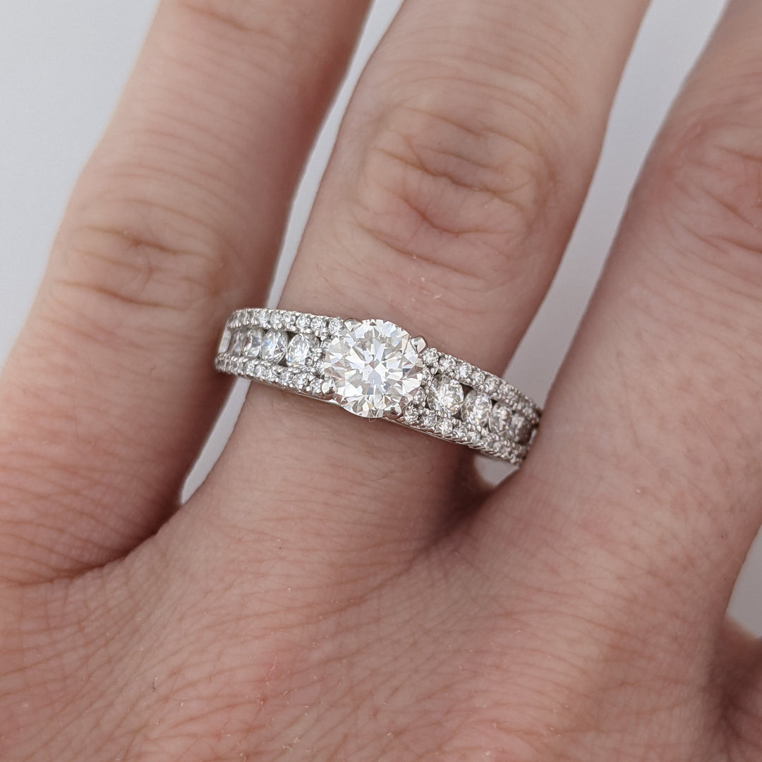14K WHITE 1.17 CARAT TOTAL WEIGHT VS2 H DIAMOND ROUND ESTATE RING 3.5 GRAMS