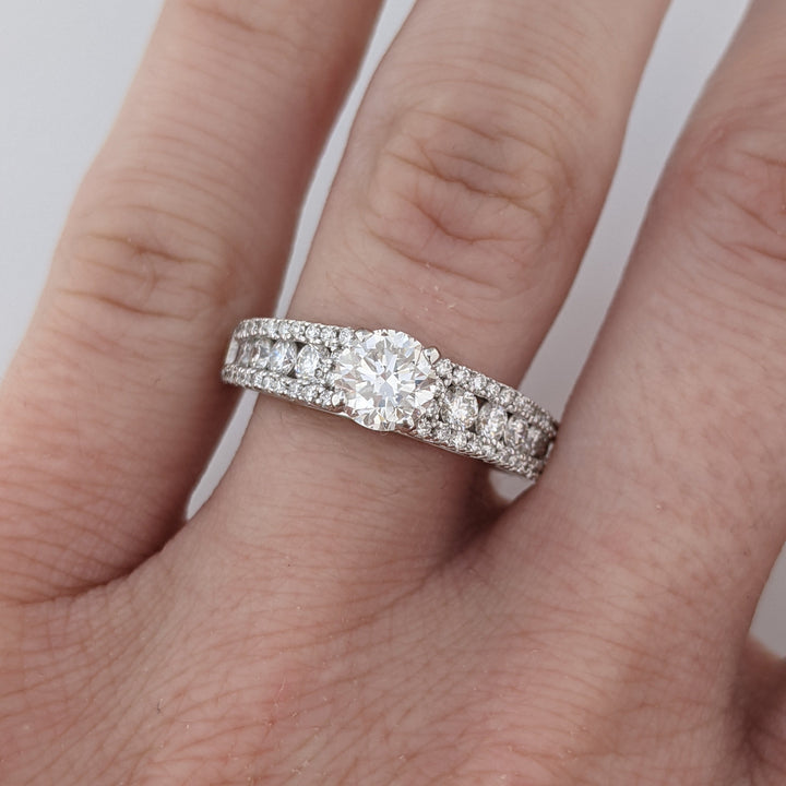 14K WHITE 1.17 CARAT TOTAL WEIGHT VS2 H DIAMOND ROUND ESTATE RING 3.5 GRAMS