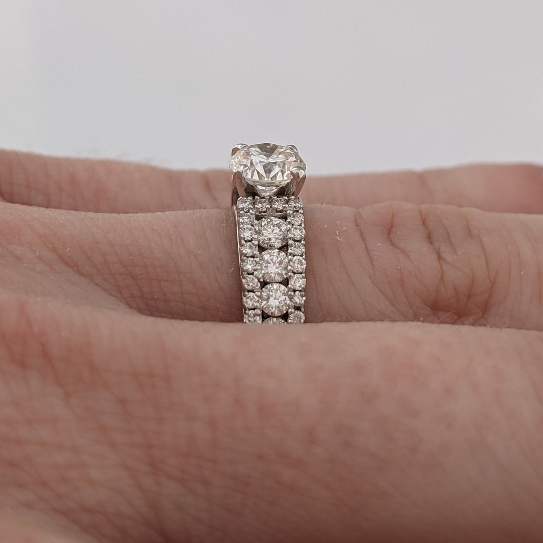 14K WHITE 1.17 CARAT TOTAL WEIGHT VS2 H DIAMOND ROUND ESTATE RING 3.5 GRAMS