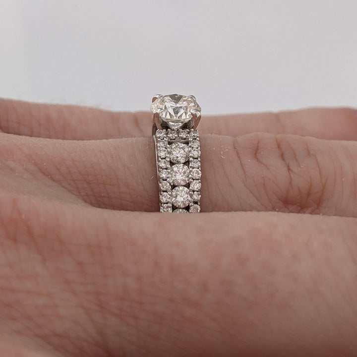 14K WHITE 1.17 CARAT TOTAL WEIGHT VS2 H DIAMOND ROUND ESTATE RING 3.5 GRAMS