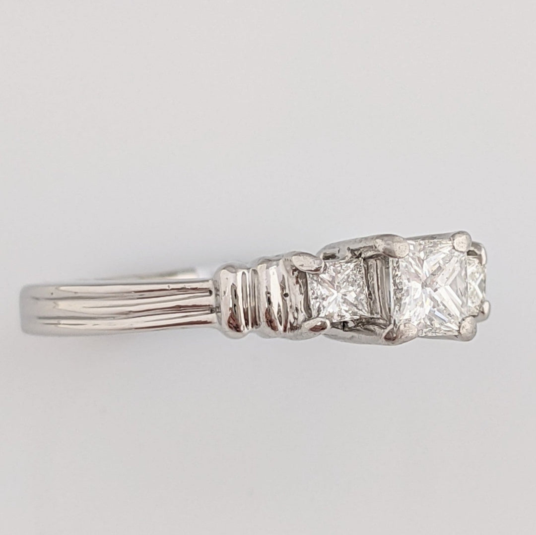 PLATINUM .58 CARAT TOTAL WEIGHT VS1 G DIAMOND PRINCESS CUT (3) ESTATE RING 5.2 GRAMS