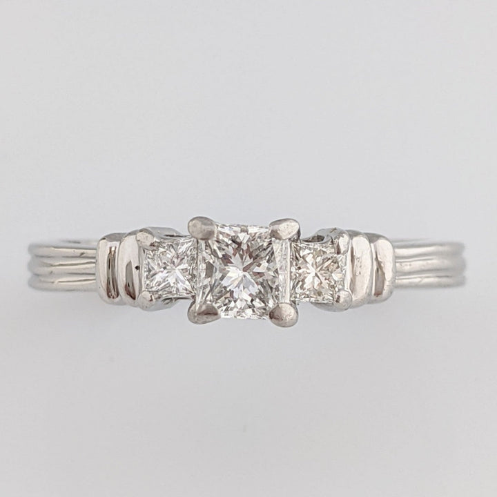 PLATINUM .58 CARAT TOTAL WEIGHT VS1 G DIAMOND PRINCESS CUT (3) ESTATE RING 5.2 GRAMS