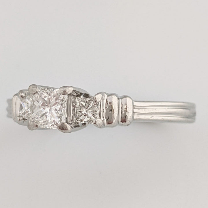 PLATINUM .58 CARAT TOTAL WEIGHT VS1 G DIAMOND PRINCESS CUT (3) ESTATE RING 5.2 GRAMS