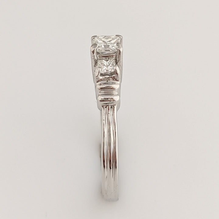 PLATINUM .58 CARAT TOTAL WEIGHT VS1 G DIAMOND PRINCESS CUT (3) ESTATE RING 5.2 GRAMS