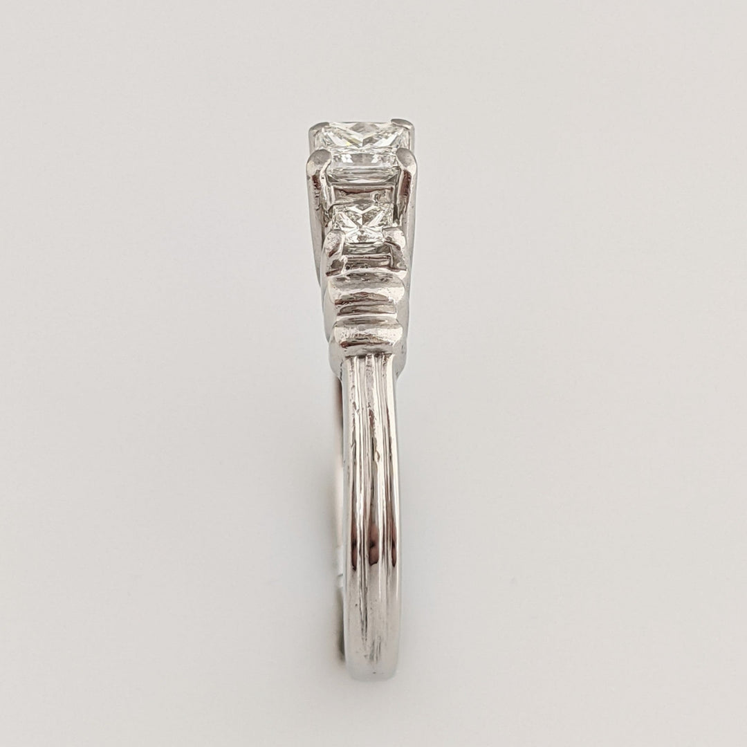 PLATINUM .58 CARAT TOTAL WEIGHT VS1 G DIAMOND PRINCESS CUT (3) ESTATE RING 5.2 GRAMS