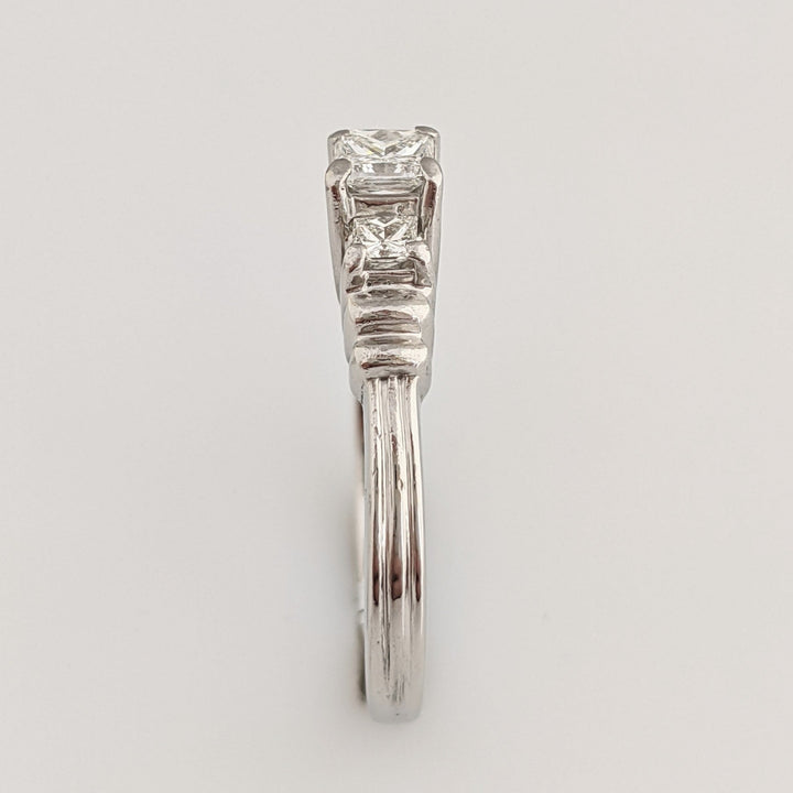 PLATINUM .58 CARAT TOTAL WEIGHT VS1 G DIAMOND PRINCESS CUT (3) ESTATE RING 5.2 GRAMS