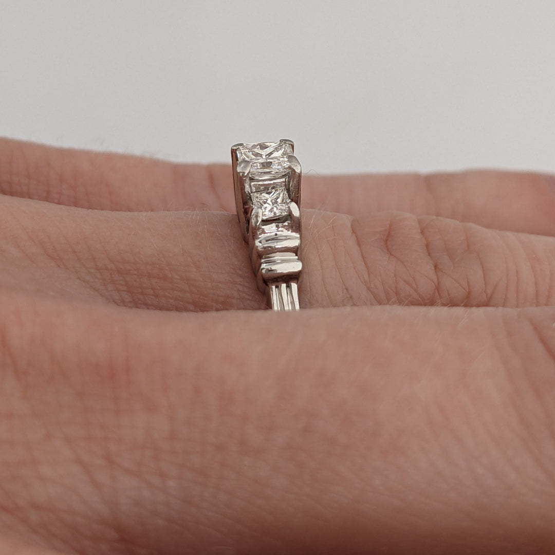PLATINUM .58 CARAT TOTAL WEIGHT VS1 G DIAMOND PRINCESS CUT (3) ESTATE RING 5.2 GRAMS