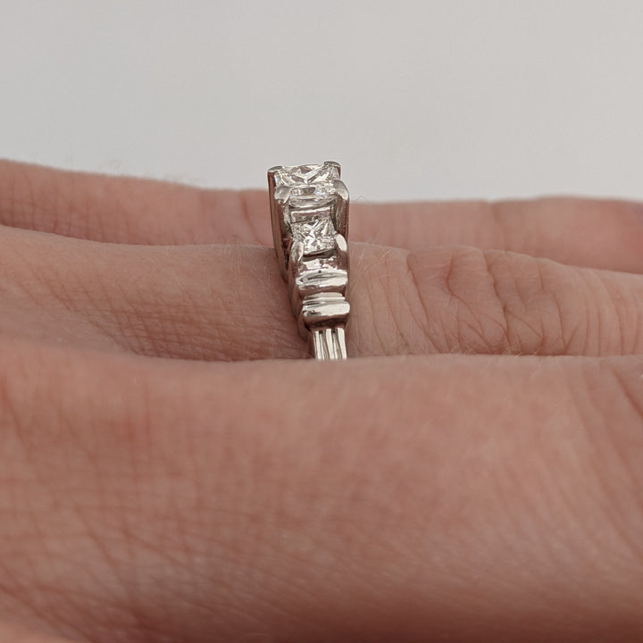 PLATINUM .58 CARAT TOTAL WEIGHT VS1 G DIAMOND PRINCESS CUT (3) ESTATE RING 5.2 GRAMS