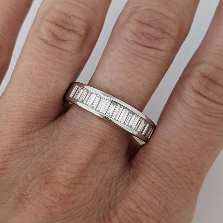 14K WHITE .96 CARAT TOTAL WEIGHT VS1 F DIAMOND BAGUETTE (16) CHANNEL SET ESTATE BAND 3.7 GRAMS