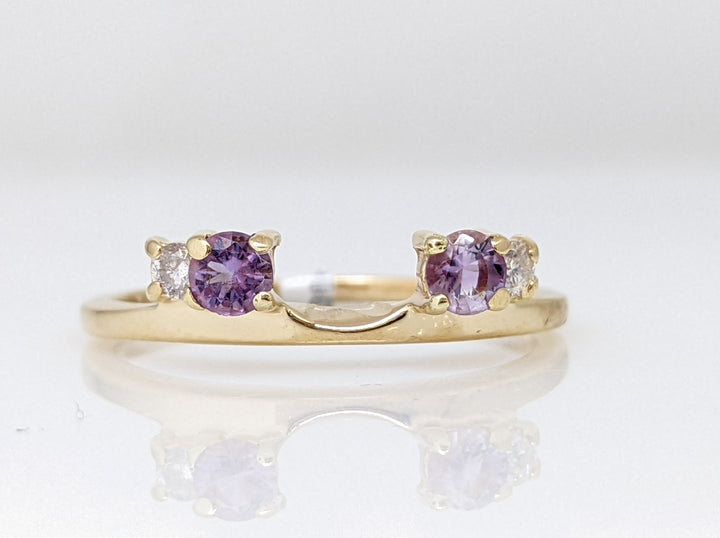 14K AMETHYST ROUND 3MM (2) WITH TWO DIAMONDS ESTATE 1.7 GRAMS