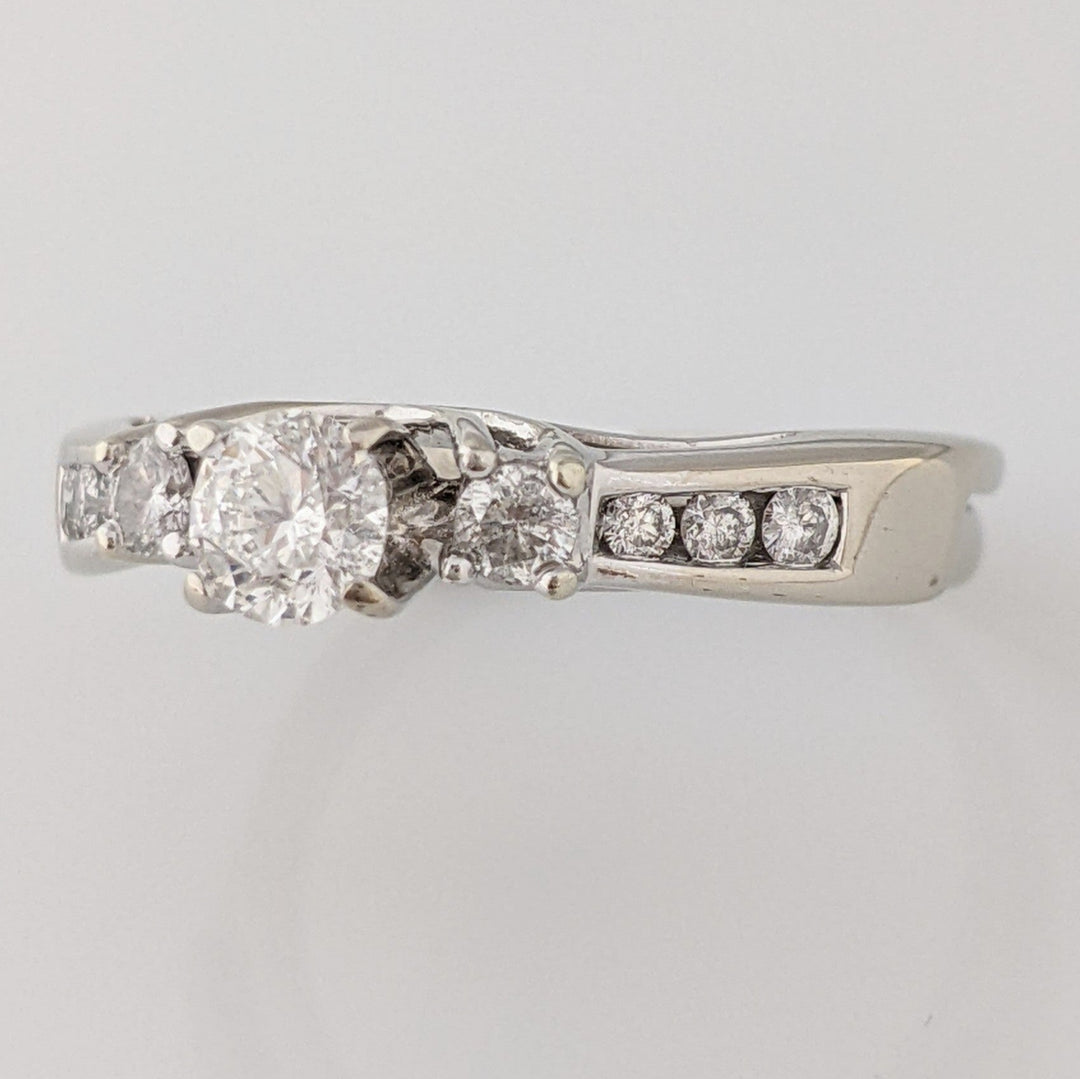 14K WHITE .53 CARAT TOTAL WEIGHT I1 G DIAMOND ROUND (9) ESTATE RING AND WRAP SET 4.0 GRAMS